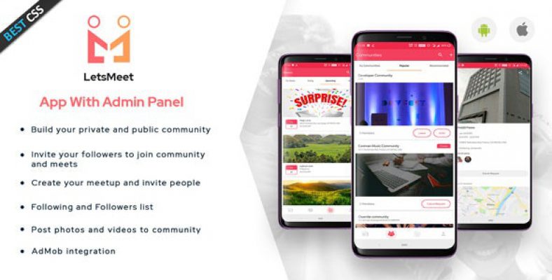 LetsMeet - Android Community & Meetup App + Admin panel - Nulled