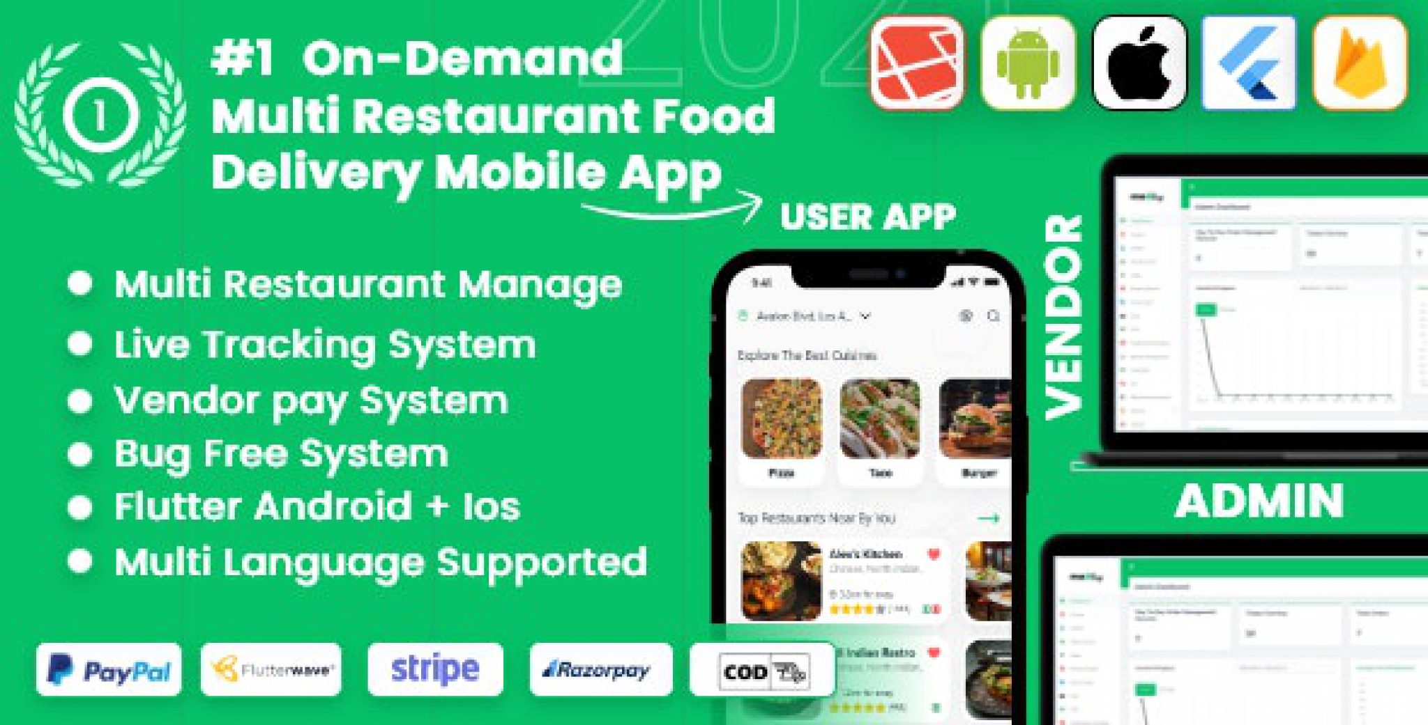 Food delivery – Multiple Restaurants Food Ordering Flutter App Mealup